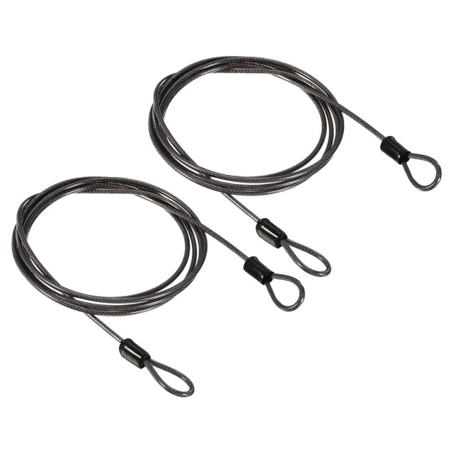 Cable de Seguridad de Acero Recubierto Uxcell 2.5mmx1.5m con Candado de Equipaje Doble Bucle Negro 2 Paquete