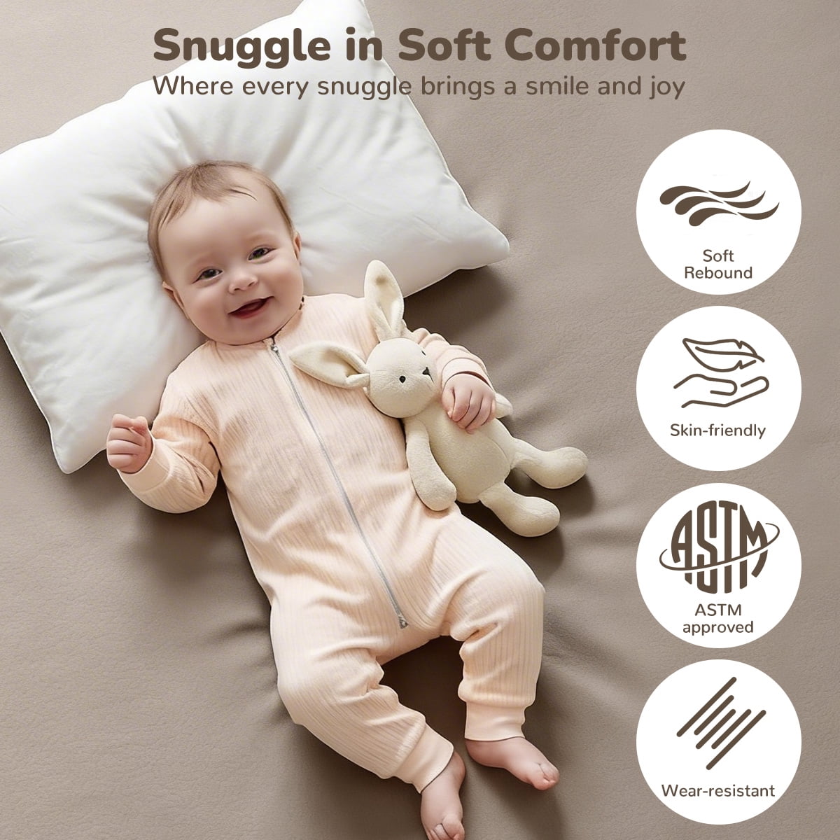 Baby Play Mat, Caveen Vegan Leather Baby Playpen Mat, Thicken Soft Crawling Mat for Infant, Wipe-Clean, 50"x 50", Taupe