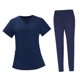 thumbnail image 4 of Conjuntos de uniformes de enfermería para mujeres, uniformes de SPA, cintura elástica, manga corta, transpirable, uniforme de trabajo sencillo, ropa , Azul Salvador Exfoliante de enfermería, 4 of 10