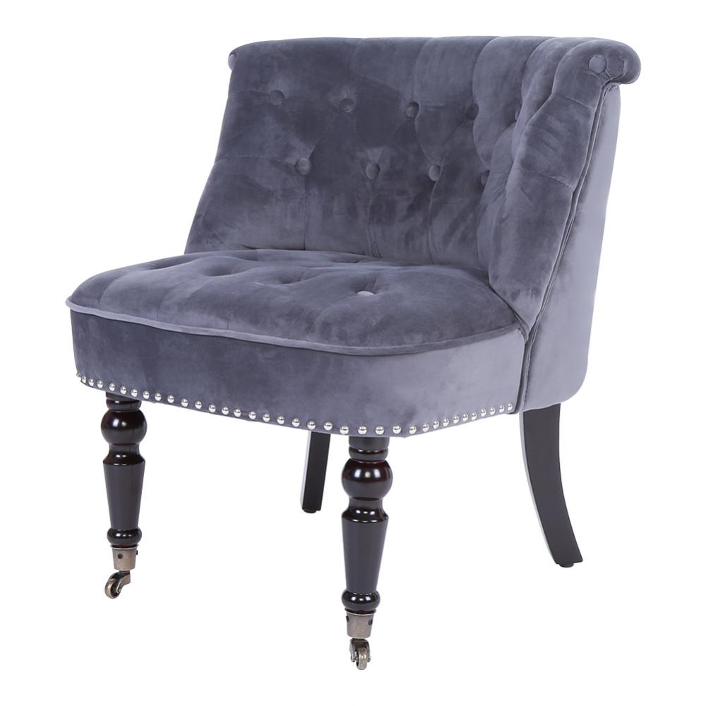 HERCHR Modern Velvet Fabric Relax Accent Occasional Chair with Wood