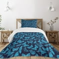 thumbnail image 3 of Ambesonne Blue Quilted Bedspread Set 2 Pcs, Hand Drawn Butterflies, Twin Size, Pale Blue and Dark Blue, 3 of 6