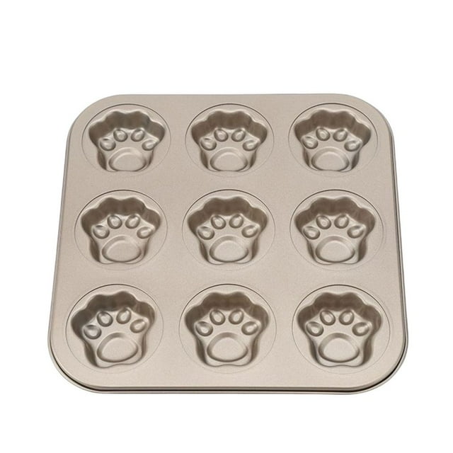 Baking Pan Cat Paw Even Heat Distribution Bake Tray High Temperature Resistance Bakeware Pans Cookie Mold Chocolate Cake Biscuit 4 Light Golden