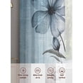 thumbnail image 6 of Blue Flower Sheer Curtains 84 Inch Length 2 Panels Set, Retro Gradient Texture Painting Plant Leaf Voile Window Treatment Rod Pocket Curtains Sheers Drapes for Bedroom/Living Room/Kitchen 52"x84"x2, 6 of 7