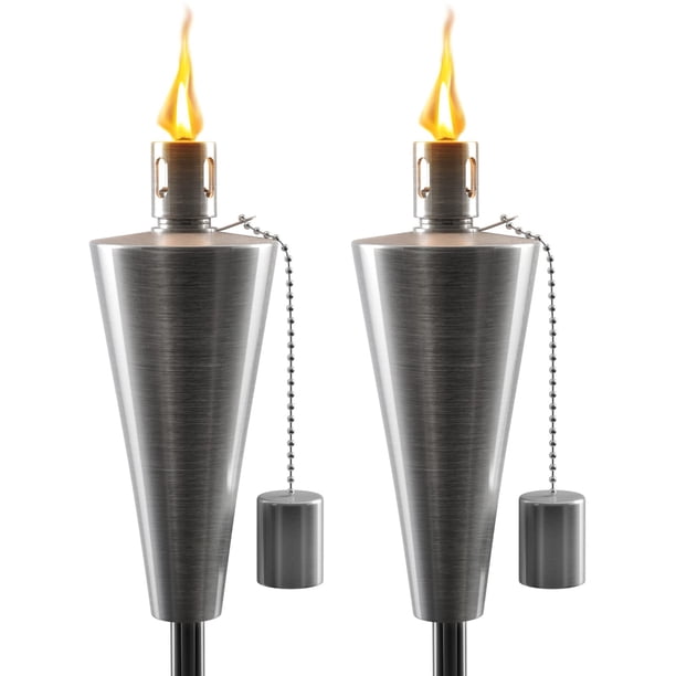 Antorchas para exteriores Matney de acero inoxidable de 1,5 m con mecha de fibra de vidrio