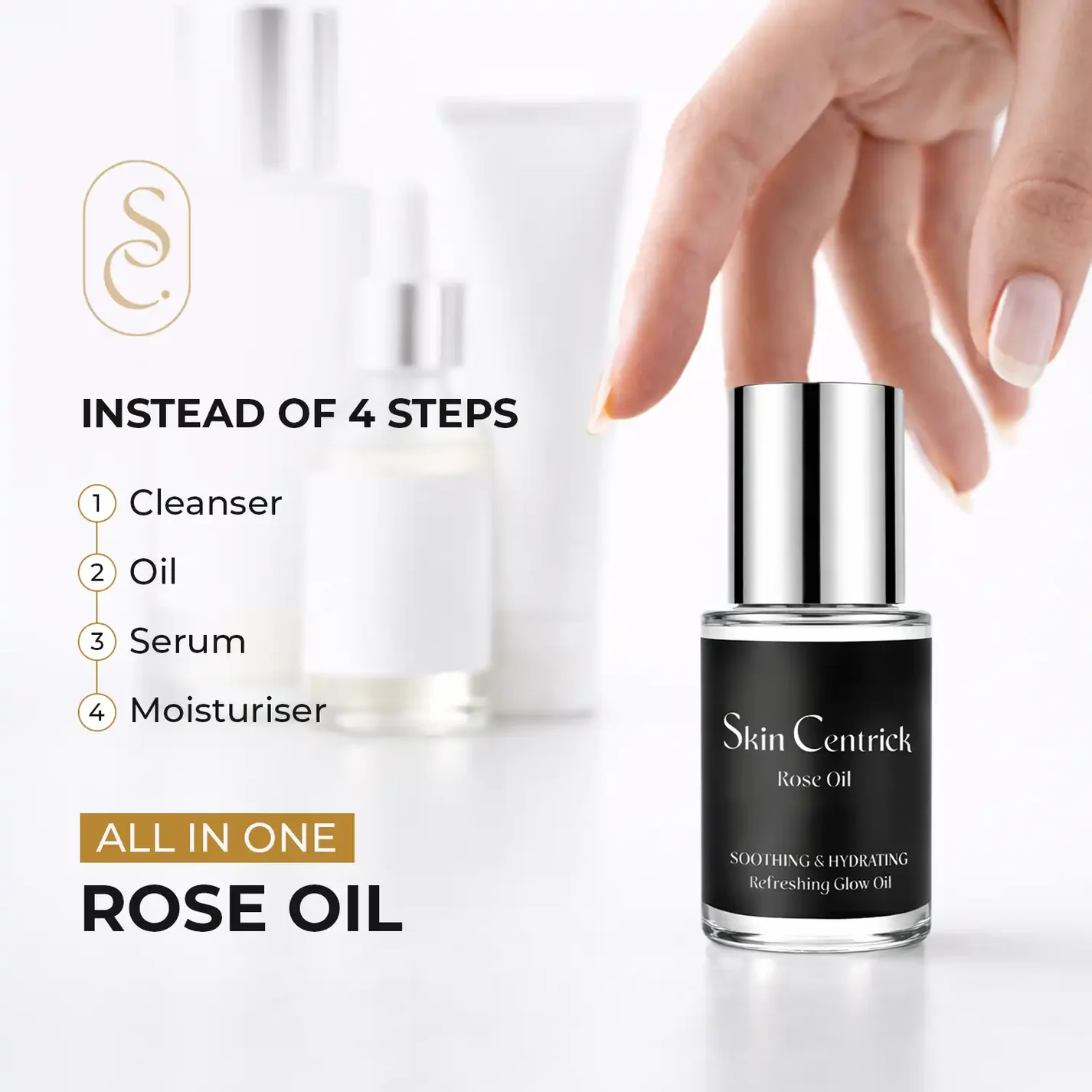 Skin Centric Rose Face Oil - Organic Face Moisturizer for All Skin Types
