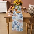 thumbnail image 2 of Blue Coastal Table Runner - 36 Inch Long Coral Shell Starfish Seahorse Summer Beach Cotton and Linen Blended Dress Scarves Farmhouse Table Runner for Kitchen Dining, Coffee Table, 13" x 36", 2 of 8