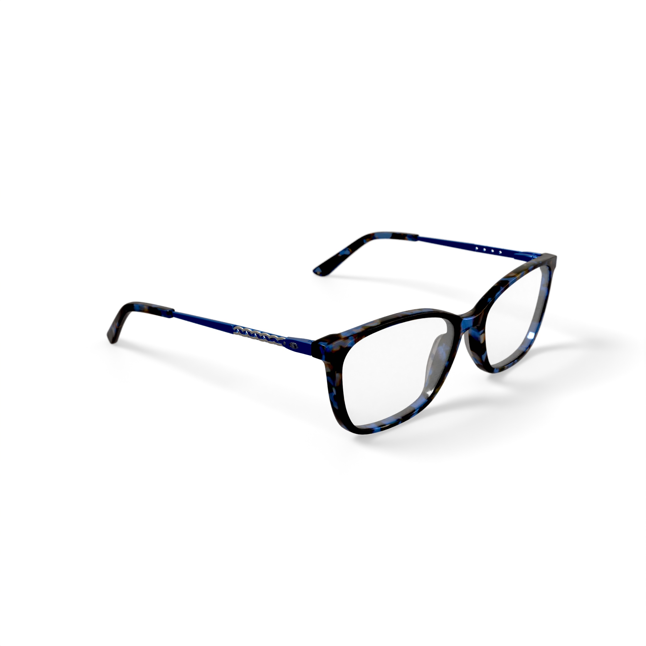 Christie Brinkley Women's C328 Square Prescription Eyeglasses with Case, Blue Tortoise