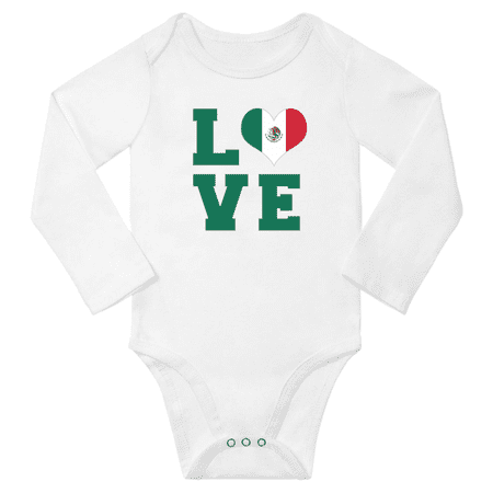 

Love Mexico Heart Flag Baby Long Slevve Bodysuit (White 12-18 Months)