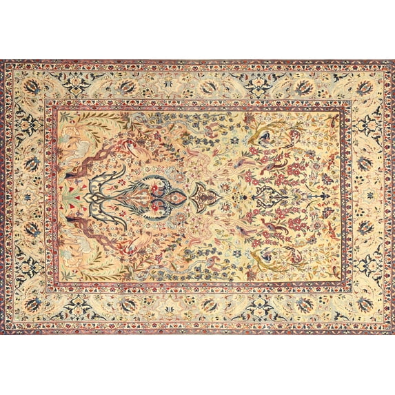 Ahgly Company Indoor Rectangle Traditional Brown Gold Persian Area Rugs, 7' x 10'