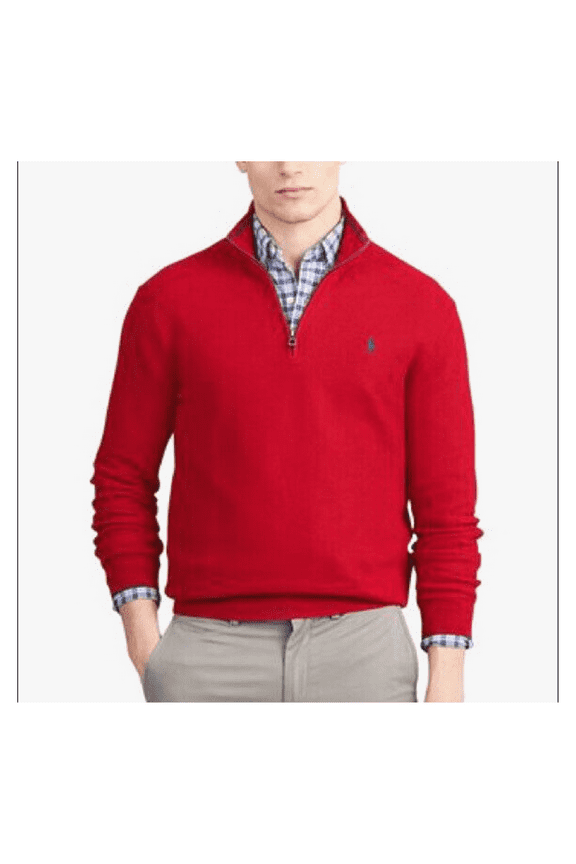 $125 Polo Ralph Lauren Men's 1/4 Zip L/S Sweater, Red, 2XLT