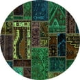 thumbnail image 1 of Ahgly Company Indoor Round Oriental Turquoise Blue Modern Area Rugs, 7' Round, 1 of 4