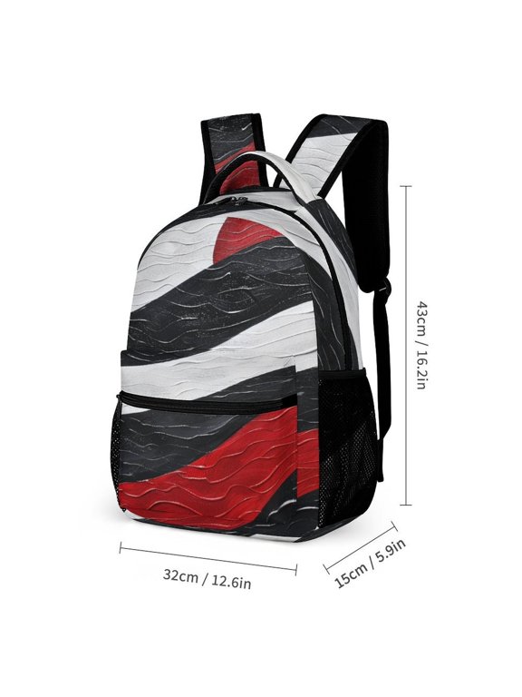 HEHOME 3-in-1 Backpack Set, Includes Bookbag, Insulated Lunch Bag, and Pencil Case,Black Red Plate