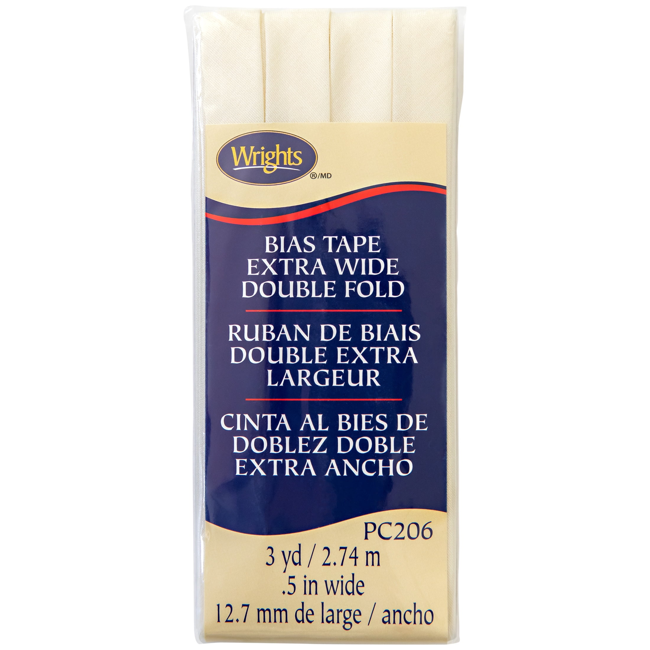 Wrights 1/2" Oyster Extra Wide Double Fold Bias Tape, 3 yd