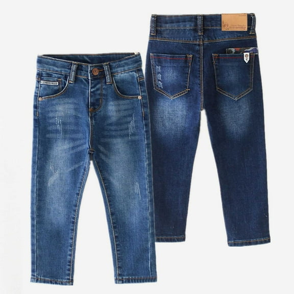 Ceisia Boys' Slim Straight High-Rise Denim Jeans Slight Stretch Casual Pants Sky Blue 2 Years Gifts