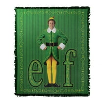 Elf Blanket, 50'x60' Buddy The Elf Logo Woven Tapestry Cotton Blend Fringed Throw