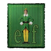 Elf Blanket, 50'x60' Buddy The Elf Logo Woven Tapestry Cotton Blend Fringed Throw
