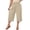 Khaki, variant on Womens Plus Size Capri Pants Wide Leg Elastic Waist Scalloped Hem Trousers Casual Lounge Pants with Pockets