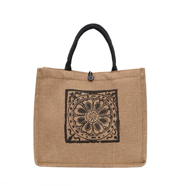 Sywqhk Bolso De Mano De Gran Capacidad, Estampado De Mandala Vintage, Bolsa De Almacenamiento De Algodón Y Lino Sywqhk Para estrenar