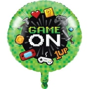 Club Pack of 10 Green and Black Video Game Themed Metallic Party Balloon 18"