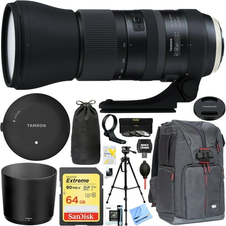 Tamron SP 150-600mm F/5-6.3 Di VC USD G2 Zoom Lens for Canon Mount SLR / DSLR - Includes Tamron Original Tap-In Console, Sandisk 64gb Class 10 SD Card and