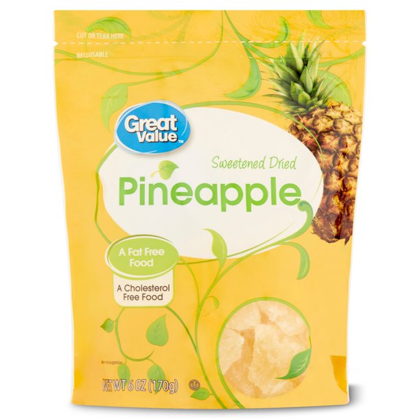Great Value Dried Pineapple, Sweetened, 6 oz Walmart Business