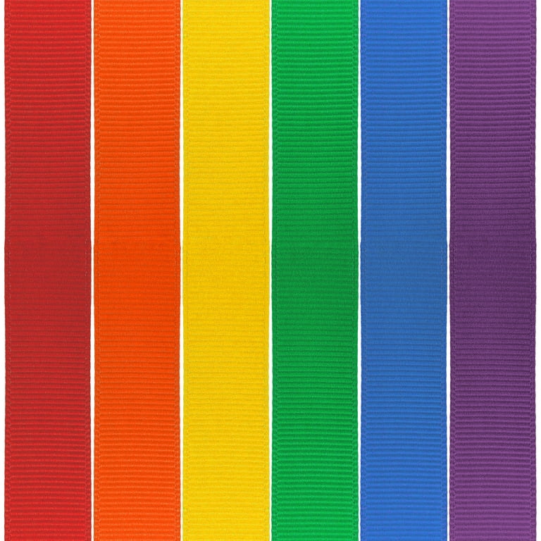 Rainbow Stripes Ribbon on 7/8 white grosgrain
