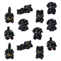 Soimiss 12pcs Realistic Black Cat Figurine Resin Garden Decor for Craft Enthusiasts