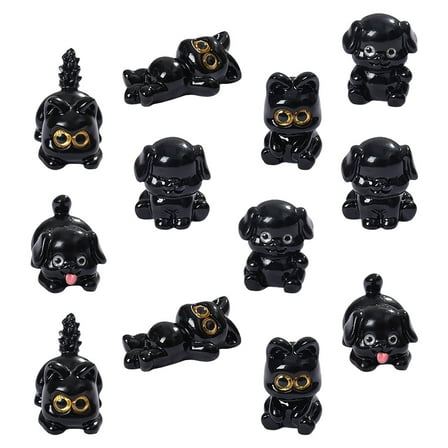 Soimiss 12pcs Realistic Black Cat Figurine Resin Garden Decor for Craft Enthusiasts
