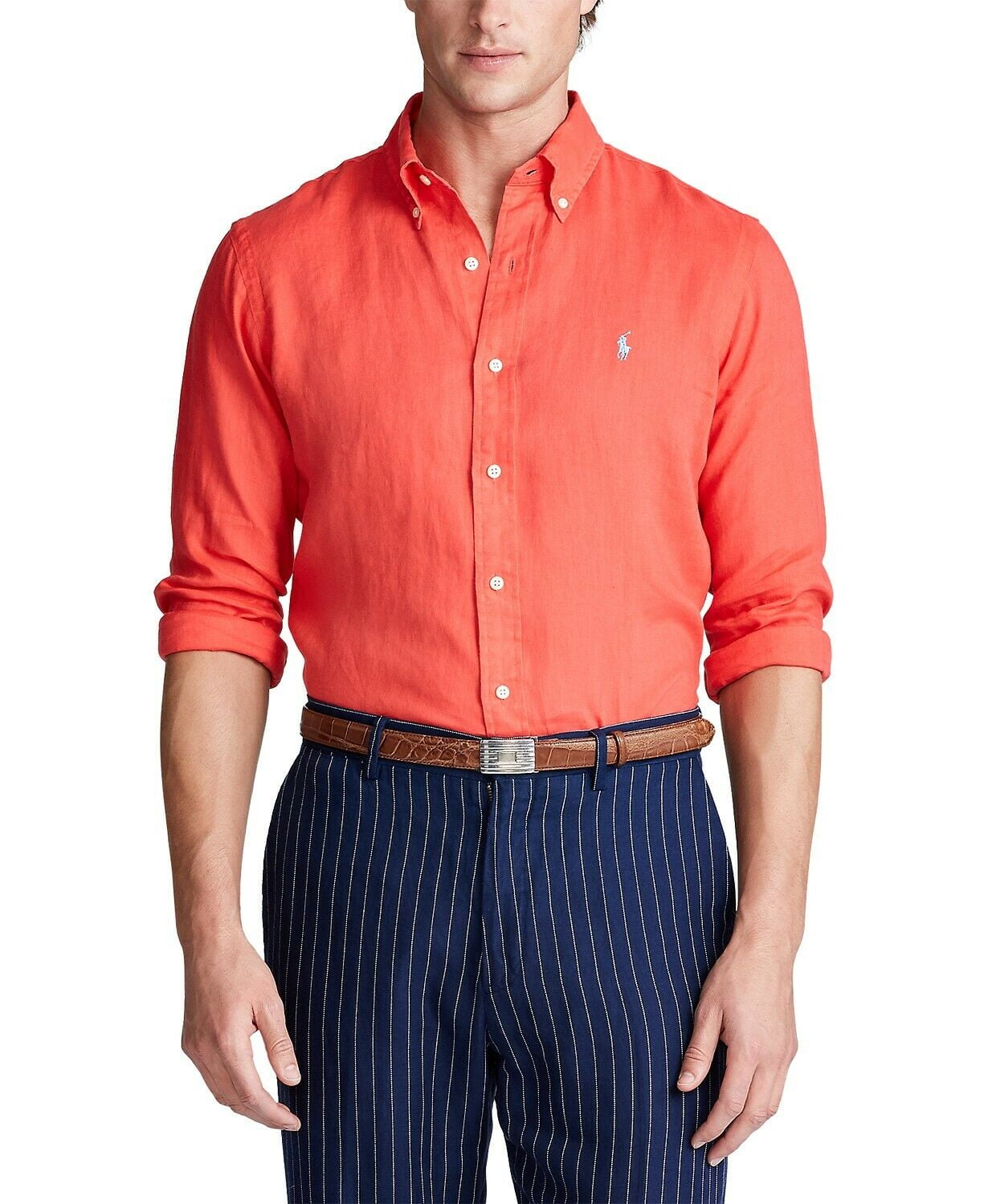 Polo Ralph Lauren Men's Classic Fit Linen Shirt Red Size S 