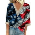 thumbnail image 2 of Xdegoge My Orders Placed Recently By Me 4Th of July Shirts Women 3/4 Sleeve Tops Patriotic American Flag Shirt Star Graphic Striped Blouse Usa T Shirt Independence Day Womens Summer Tops Flash, 2 of 5