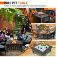 thumbnail image 3 of SYTHERS 32" Fire Pit, Outdoor Wood Burning Fireplace Firepit Table with Poker and Spark Screen for Backyard Patio Garden, Black, 3 of 8