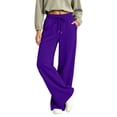 thumbnail image 2 of Wide Leg Sweatpants for Women Y2k Elastic High Waisted Pants with Pockets Baggy Comfy Athletic Joggers Purple XXL, 2 of 7