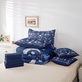thumbnail image 6 of Homewish Flying Blue Butterflies 7pcs Bedding Comforter Set for Teens Female Men,Pink Floral Flower Queen Bedding Sets Super Cozy,Dreamy Princess Queen Sheet Sets,Microfiber Bedroom Decor,Reversible, 6 of 8
