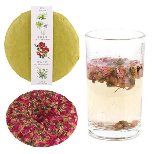 Mgaxyff Chinese Yunnan Rose Flower Tea Healthy Ripened Cake Shape Tea