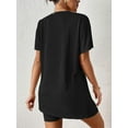 thumbnail image 4 of Women'S 2 Pieces Short Sleeve Lounge Sets Oversized T-Shirts and Biker Shorts Black S, 4 of 7