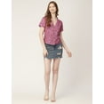 thumbnail image 5 of Moomaya V-Neck Printed Tops For Women, Button Down Short Sleeve Crop Top Blouse, 5 of 8