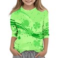 thumbnail image 1 of Posijego T-Shirt Filles Garçons Fête de la Saint-Patrick Manches 3/4 Col Rond Graphique Tee Ample Décontracté, 1 of 5