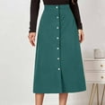 thumbnail image 4 of Annhoo Corduroy Skirts for Women Button down Casual High Waisted Midi Skirt Loose Solid Color A Line Skirt, 4 of 9