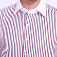 thumbnail image 5 of Men's Contrast Striped French Cuff Dress Shirt without Pocket Formal Business Long Sleeve Classic-fit Wedding Party Shirts, 5 of 9