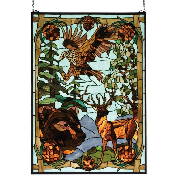 25"W X 35"H Wilderness Stained Glass Window