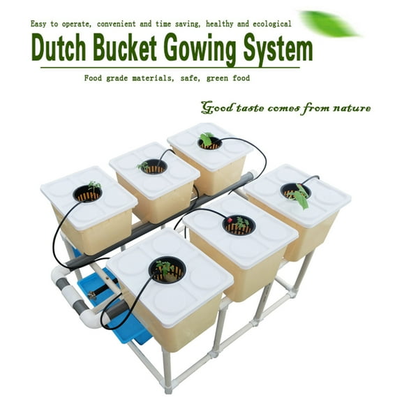 TECHTONGDA Hydroponic 6 Holes Site Grow Kit Box-Type Vegetable Planter Dutch Bato Bucket Grow System