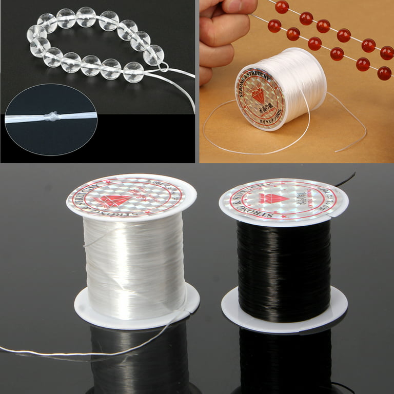 0.8mm Elastic Stretch Thread for Bracelets, 3 Rolls Elastic Bead Cord, Stretchy Bracelet String Crystal String Bead Cord for Bracelet, Beading and