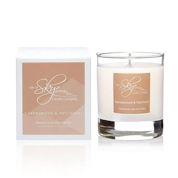 Isle of Skye Candles Co. Sandalwood & Patchouli Scented Small Tumbler Candle 30h Handmade in Scotland