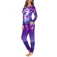 thumbnail image 2 of SCRAWLGOD Galaxy Dolphin Sea Pajama Set for Women Long Sleeve Sleepwear Sets for Women Size XL Crewneck Women's Pajama Sets with Pockets Soft Womens Pajamas Set, 2 of 6