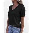 thumbnail image 4 of PRETTYGARDEN Womens Short Sleeve Sweater V Neck Trendy Pullover Tops Summer Spring Loose Lightweight Casual Blouse, 4 of 9