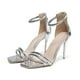 thumbnail image 1 of Zapatos de mujer Sandalias casuales con cremallera en la parte trasera Tacón súper alto Punta cuadrada Tacones de aguja brillantes Wmkox8yii hfjk3973, 1 of 9