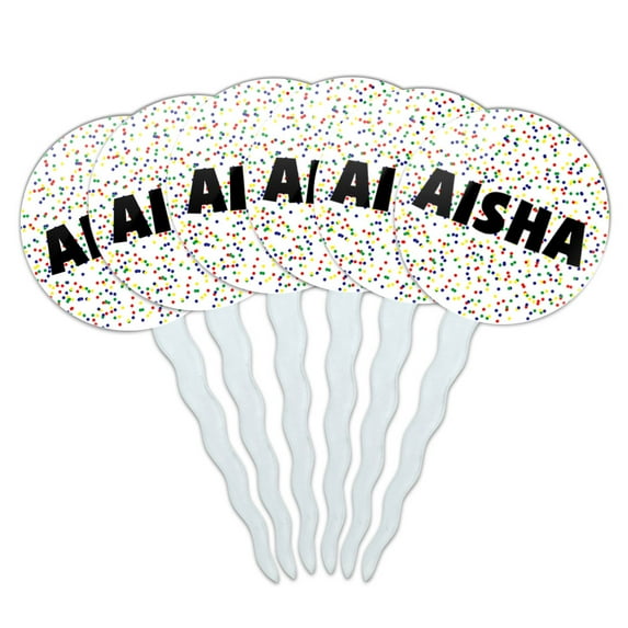 Aisha Cupcake Picks Toppers - Set of 6 - Mutlicolored Speckles