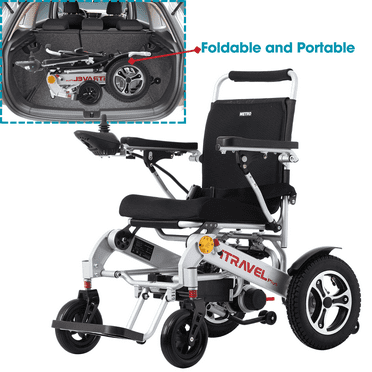Lightweight Mobility Chair Folding Carry Electric Power Wheelchair,SILVER