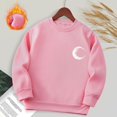 thumbnail image 3 of Girls Fleece Lined Sweatshirt Glow in the Dark Sweat Shirt Moon Long Sleeve Crew Neck Casual Going out Tops Fall Spring, Pink, 7 Years, 3 of 7