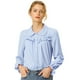 thumbnail image 1 of INSPIRE CHIC Blusa Camisa Tops Con Botones Manga Larga Pu?o Elástico Detalle De Volantes Para Mujeres Azul Claro XS, 1 of 6